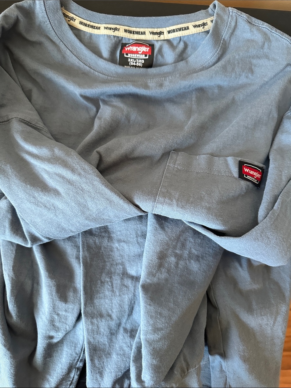 Wrangler Workwear Long Sleeve Blue Shirt 100% Cotton